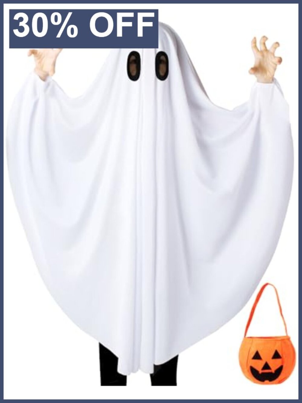 Kids Ghost Costume with Pumpkin Bag